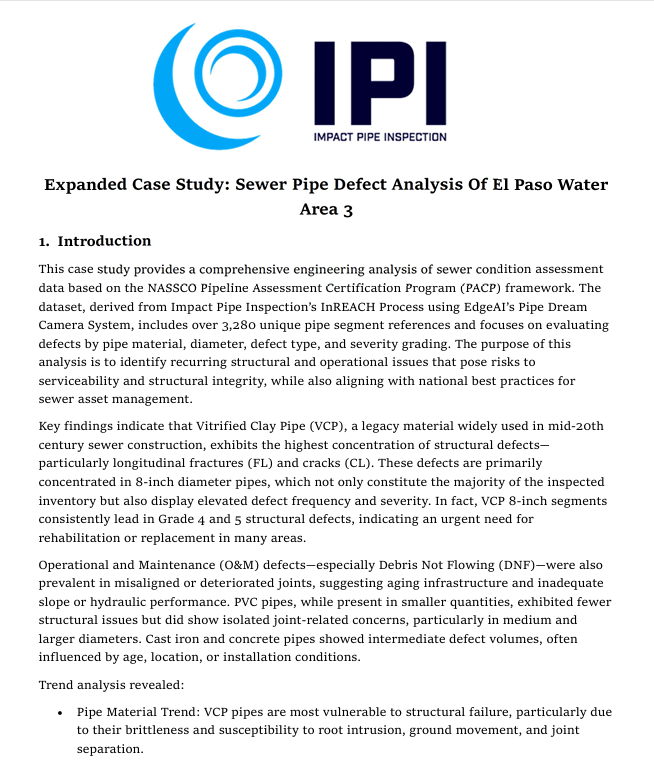 Sewer Pipe Defect Analysis Of El Paso Water Area 3